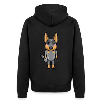 Émoticône Kawaii du bouvier australien Blue Heeler - Veste à capuche bio Premium Unisexe - noir - Dos - Nico (187cm)