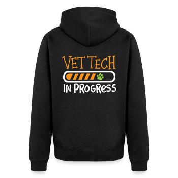 Tierarzt, Tierarzt, Tierarzt - Unisex Premium Bio Zip Hoodie - Schwarz - Hinten - Nico (187cm)