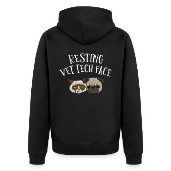 Tierarzt, Tierarzt, Tierarzt - Unisex Premium Bio Zip Hoodie - Schwarz - Hinten - Nico (187cm)