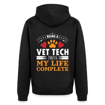 Tierarzt, Tierarzt, Tierarzt - Unisex Premium Bio Zip Hoodie - Schwarz - Hinten - Nico (187cm)