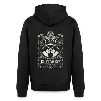 Vintage 1991 Guitariste Cadeau d’anniversaire Hobby - Veste à capuche bio Premium Unisexe - noir - Dos - Nico (187cm)