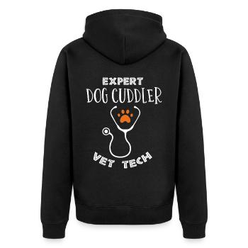 Tierarzt, Tierarzt, Tierarzt - Unisex Premium Bio Zip Hoodie - Schwarz - Hinten - Nico (187cm)