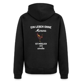 Maran Huhn I Henne Ei Hahn Motiv für Hühnerhalter - Unisex Premium Bio Zip Hoodie - Schwarz - Hinten - Nico (187cm)