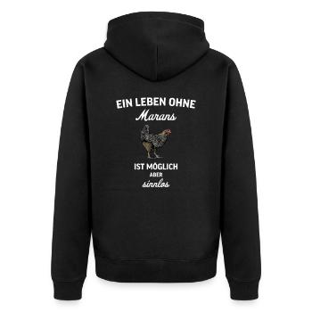 Maran Huhn I Henne Ei Hahn Motiv für Hühnerhalter - Unisex Premium Bio Zip Hoodie - Schwarz - Hinten - Nico (187cm)