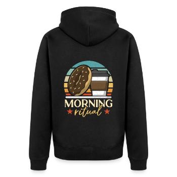 Coffee & Doughnuts Morning Ritual Coffee Doughnut - Unisex Premium Bio Zip Hoodie - Schwarz - Hinten - Nico (187cm)
