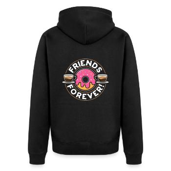 Coffee & Doughnuts Friends Forever Coffee Lover - Unisex Premium Bio Zip Hoodie - Schwarz - Hinten - Nico (187cm)