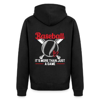 Baseball ist mehr als nur ein Spiel-Baseball-Liebhaber - Unisex Premium Bio Zip Hoodie - Schwarz - Hinten - Nico (187cm)