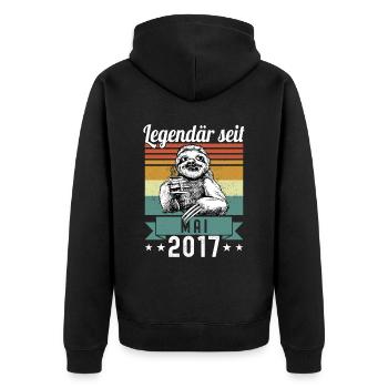 Faultier Legendär seit Mai 2017 Geburtstag - Unisex Premium Bio Zip Hoodie - Schwarz - Hinten - Nico (187cm)