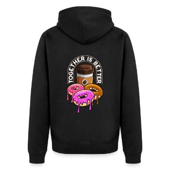 Café et beignets ensemble est meilleur amateur de beignets - Veste à capuche bio Premium Unisexe - noir - Dos - Nico (187cm)