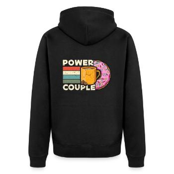 Coffee & Doughnuts Power Couple Retro Coffee Lover - Unisex Premium Bio Zip Hoodie - Schwarz - Hinten - Nico (187cm)