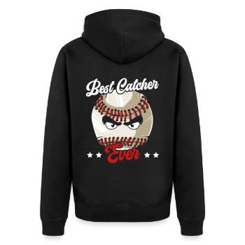 Bester Catcher aller Zeiten Baseballspieler Baseballtrainer - Unisex Premium Bio Zip Hoodie - Schwarz - Hinten - Nico (187cm)