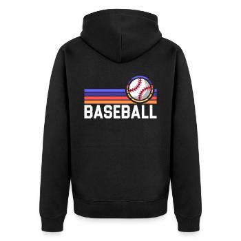 Retro Baseball Player Baseball Coach Sports Lover - Unisex Premium Organic Zip Hoodie - black - Back - Nico (187cm)