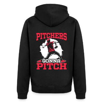 Pitcher gehen zum Pitch Baseballspieler Baseball-Fan - Unisex Premium Bio Zip Hoodie - Schwarz - Hinten - Nico (187cm)