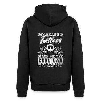 Mein Bart & Tattoos machen mich zum coolen Dad - Unisex Premium Bio Zip Hoodie - Schwarz - Hinten - Nico (187cm)