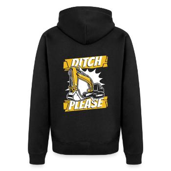 Ditch Please Seilbagger Raupenbagger Excavator - Unisex Premium Bio Zip Hoodie - Schwarz - Hinten - Nico (187cm)