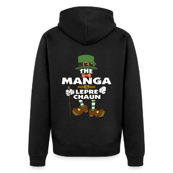 The Manga Leprechaun St Patrick's Day - Unisex Premium Organic Zip Hoodie - black - Back - Nico (187cm)