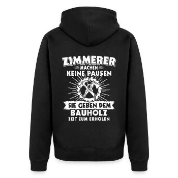 Zimmermann Zimmerer - Unisex Premium Bio Zip Hoodie - Schwarz - Hinten - Nico (187cm)