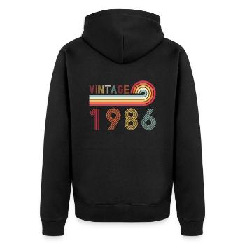 Funny Vintage Born in 1986 Birthday - Unisex Premium Organic Zip Hoodie - black - Back - Nico (187cm)