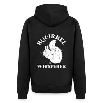 Squirrel Whisperer Squirrel Lover Funny Squirrel - Unisex Premium Organic Zip Hoodie - black - Back - Nico (187cm)