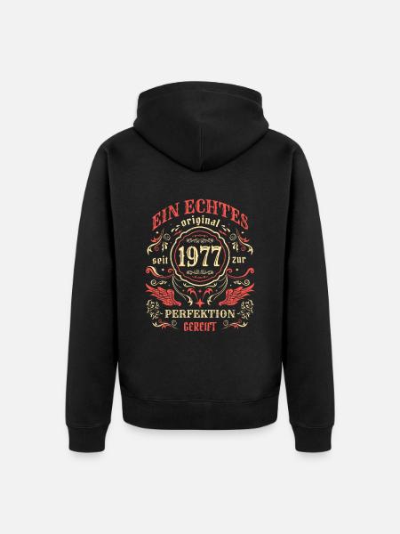 1977 Ein echtes Original seit 1977 - Unisex Premium Bio Zip Hoodie - Schwarz