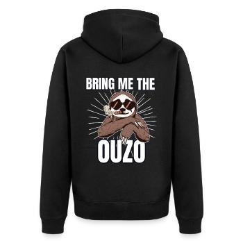 Ouzo disant pour les Grecs Un ouzo par jour - Veste à capuche bio Premium Unisexe - noir - Dos - Nico (187cm)