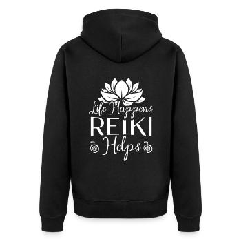 La vie se passe Le Reiki aide le Reiki Lotus - Veste à capuche bio Premium Unisexe - noir - Dos - Nico (187cm)