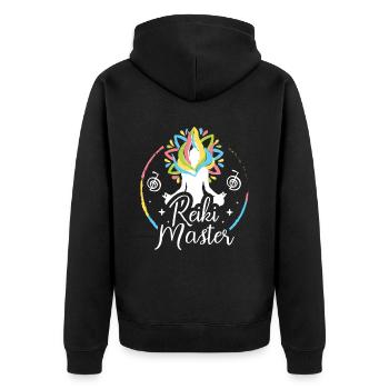 Chakra Holistique Healing Mains Bouddha Reiki Maître - Veste à capuche bio Premium Unisexe - noir - Dos - Nico (187cm)