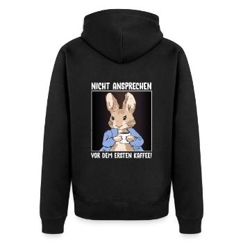 Hase Nicht Ansprechen Vor Dem Ersten Kaffee - Unisex Premium Bio Zip Hoodie - Schwarz - Hinten - Nico (187cm)