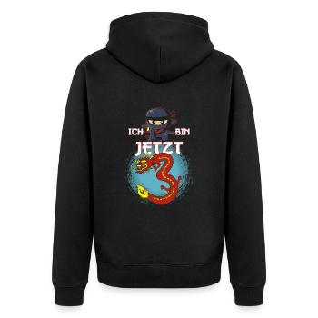 3ème anniversaire garçon 3 ans ninja de trois ans - Veste à capuche bio Premium Unisexe - noir - Dos - Nico (187cm)