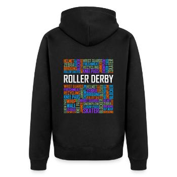 Roller Derby - Words - Unisex Premium Organic Zip Hoodie - black - Back - Nico (187cm)