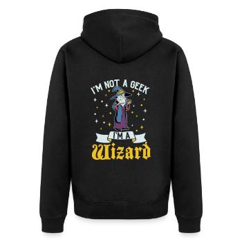 No Geek - D20 RPG Character - Wizard - Unisex Premium Organic Zip Hoodie - black - Back - Nico (187cm)