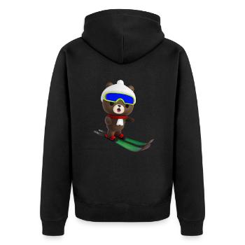 Stunned skier Bear - Unisex Premium Organic Zip Hoodie - black - Back - Nico (187cm)