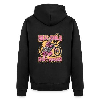 Les vraies filles conduisent des motos hors route, motocross féminin - Veste à capuche bio Premium Unisexe - noir - Dos - Nico (187cm)