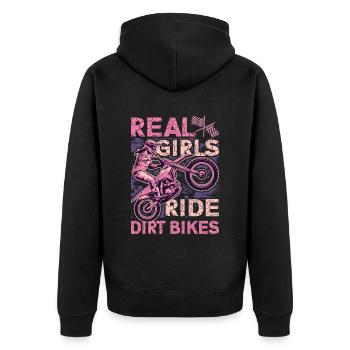 Les vraies filles conduisent des motos hors route, motocross féminin - Veste à capuche bio Premium Unisexe - noir - Dos - Nico (187cm)