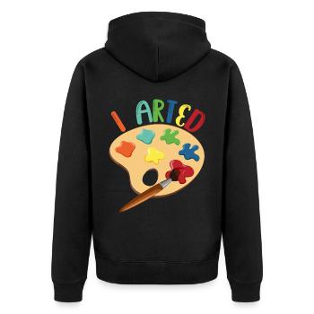 J’ai dessiné pour peintre - Veste à capuche bio Premium Unisexe - noir - Dos - Nico (187cm)