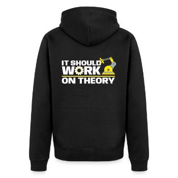 It Should Work In Theory For Robotic Enginners - Unisex Premium Bio Zip Hoodie - Schwarz - Hinten - Nico (187cm)