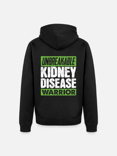 Awareness of kidney disease, kidney - Unisex Premium Organic Zip Hoodie - black