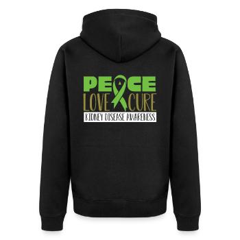 Bewusstsein Für Nierenerkrankungen, Niere - Unisex Premium Bio Zip Hoodie - Schwarz - Hinten - Nico (187cm)