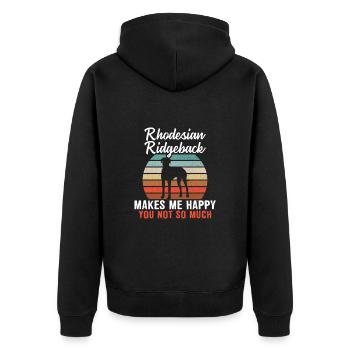 Rhodesian ridgeback makes me happy you not so much - Unisex Premium Bio Zip Hoodie - Schwarz - Hinten - Nico (187cm)