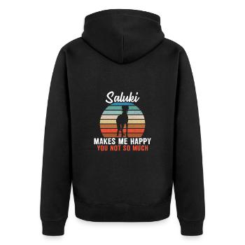 Saluki me rend heureux toi pas tellement - Veste à capuche bio Premium Unisexe - noir - Dos - Nico (187cm)