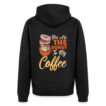 Café et beignets que vous êtes le beignet au petit-déjeuner - Veste à capuche bio Premium Unisexe - noir - Dos - Nico (187cm)