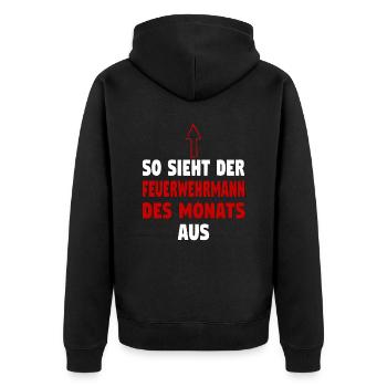 Feuerwehrmann freiwillige Feuerwehr Feuerwehr - Unisex Premium Bio Zip Hoodie - Schwarz - Hinten - Nico (187cm)