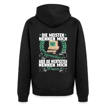 Entwickler Informatik Computer Programmierer Vater - Unisex Premium Bio Zip Hoodie - Schwarz - Hinten - Nico (187cm)