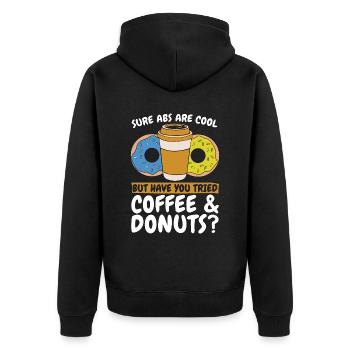 Coffee & Doughnuts Sure Abs Are Cool Coffee Bean - Unisex Premium Bio Zip Hoodie - Schwarz - Hinten - Nico (187cm)