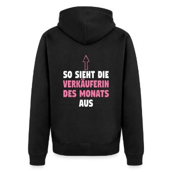 Verkäuferin Muttertag Einzelhandel Verkäufer - Unisex Premium Bio Zip Hoodie - Schwarz - Hinten - Nico (187cm)