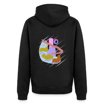 Pinsel- Vektor abstraktes Design mit Nase - Unisex Premium Bio Zip Hoodie - Schwarz - Hinten - Nico (187cm)