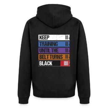 Continuez à vous entraîner jusqu’à ce que la ceinture devienne Black Jiu Jitsu - Veste à capuche bio Premium Unisexe - noir - Dos - Nico (187cm)