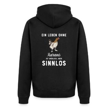 Maran Huhn I Henne Ei Hahn Motiv für Hühnerhalter - Unisex Premium Bio Zip Hoodie - Schwarz - Hinten - Nico (187cm)
