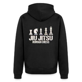 Jiu-Jitsu Human Chess Funny Jiu Jitsu - Unisex Premium Organic Zip Hoodie - black - Back - Nico (187cm)