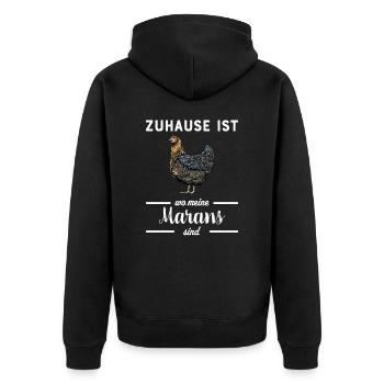 Maran Huhn I Henne Ei Hahn Motiv für Hühnerhalter - Unisex Premium Bio Zip Hoodie - Schwarz - Hinten - Nico (187cm)